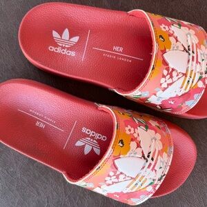 adidas HER Floral Coral-Pink Slide Sandals